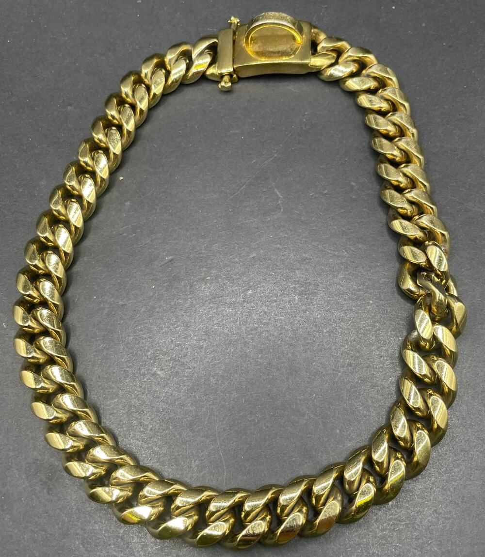Gold Cuban Link Dog Collar Heavy Duty Metal Chain Choker Pet Leash Ring